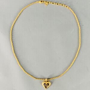 NINA RICCI Gold Silver Chain Link Metal Heart Monogram Pendant Necklace